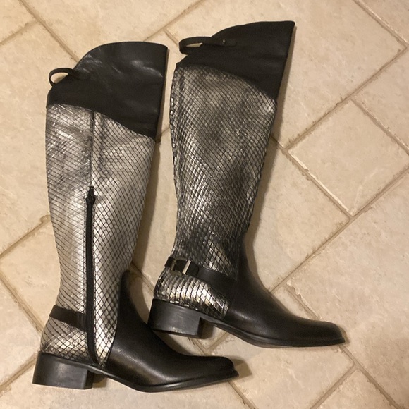 VERA GOMMA WOMEN’S BLACK/SILVER LEATHER BOOTS SIZE 38 - Picture 10 of 15